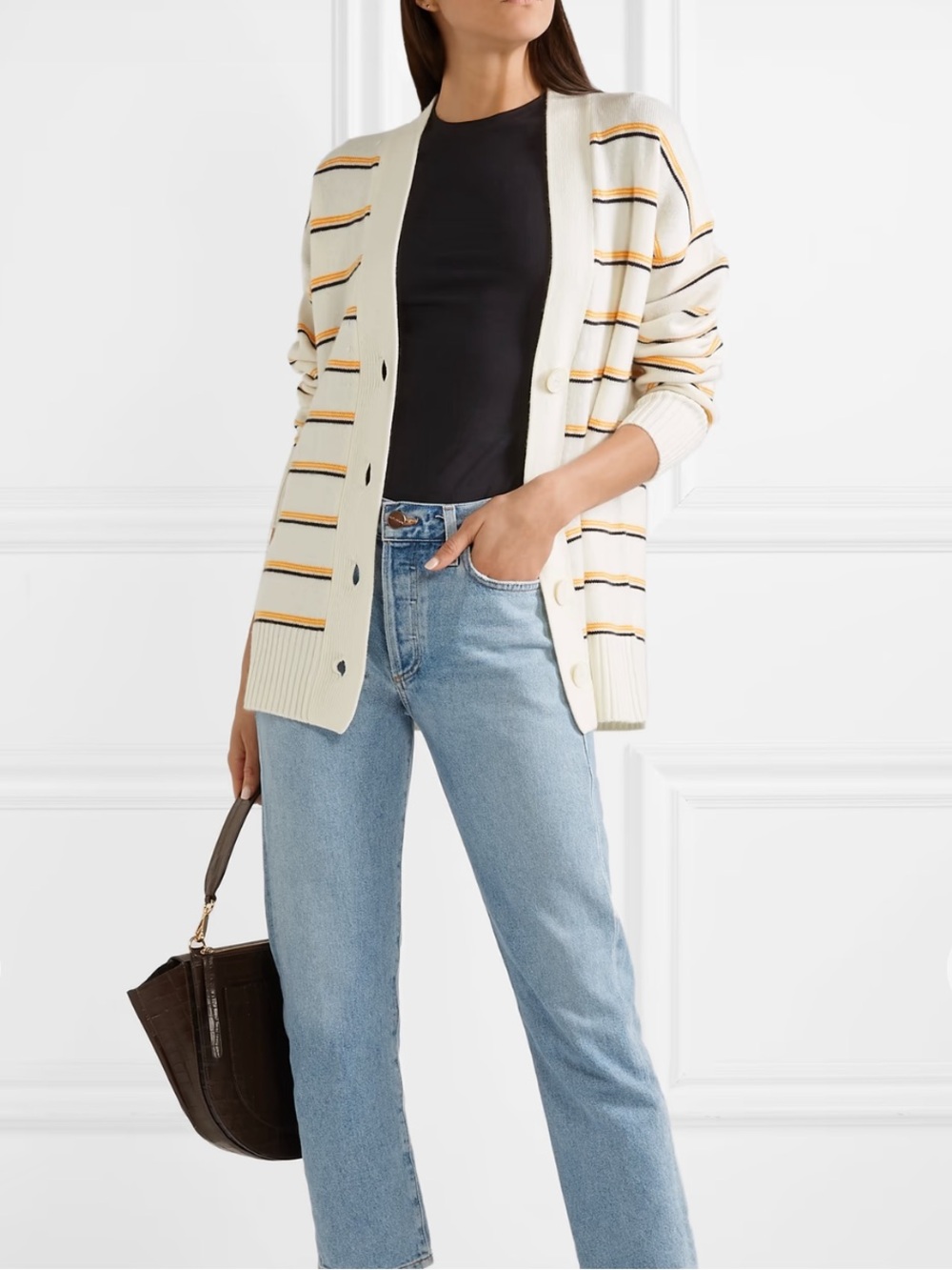Equipment Elder striped cashmere cardigan